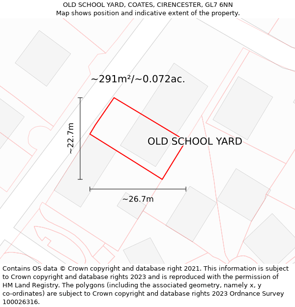 OLD SCHOOL YARD, COATES, CIRENCESTER, GL7 6NN: Plot and title map