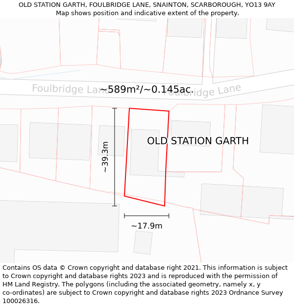 OLD STATION GARTH, FOULBRIDGE LANE, SNAINTON, SCARBOROUGH, YO13 9AY: Plot and title map