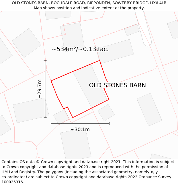 OLD STONES BARN, ROCHDALE ROAD, RIPPONDEN, SOWERBY BRIDGE, HX6 4LB: Plot and title map