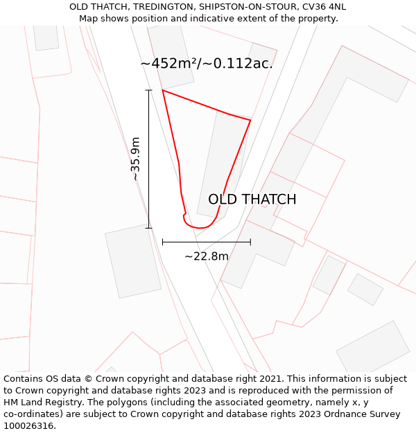 OLD THATCH, TREDINGTON, SHIPSTON-ON-STOUR, CV36 4NL: Plot and title map