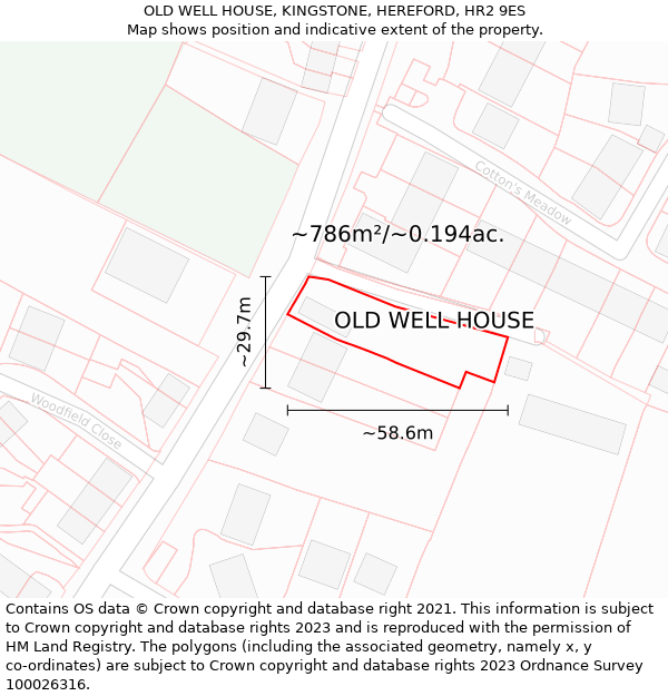 OLD WELL HOUSE, KINGSTONE, HEREFORD, HR2 9ES: Plot and title map