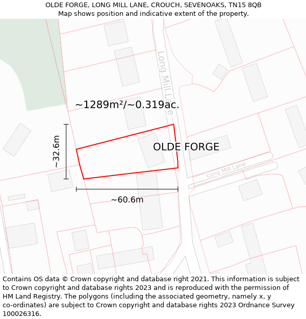 OLDE FORGE, LONG MILL LANE, CROUCH, SEVENOAKS, TN15 8QB: Plot and title map