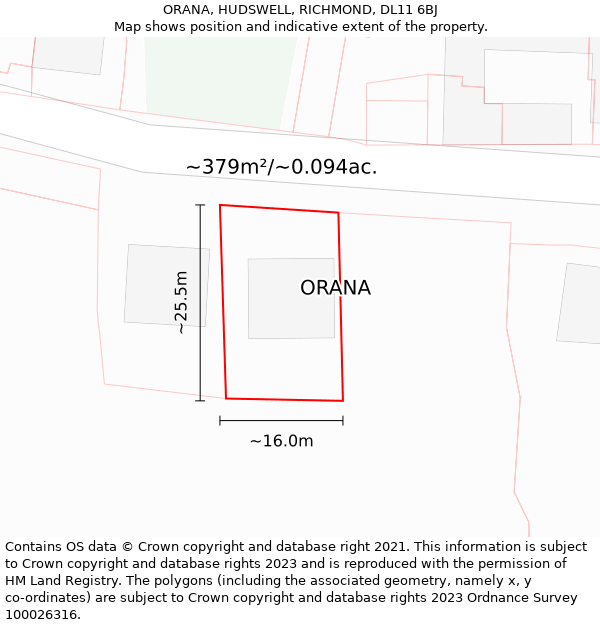 ORANA, HUDSWELL, RICHMOND, DL11 6BJ: Plot and title map