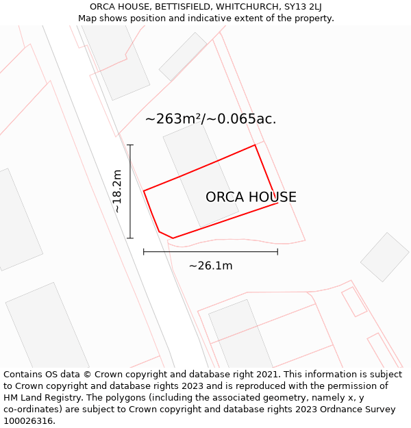 ORCA HOUSE, BETTISFIELD, WHITCHURCH, SY13 2LJ: Plot and title map