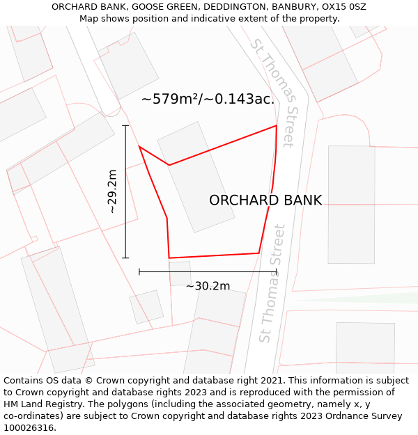 ORCHARD BANK, GOOSE GREEN, DEDDINGTON, BANBURY, OX15 0SZ: Plot and title map