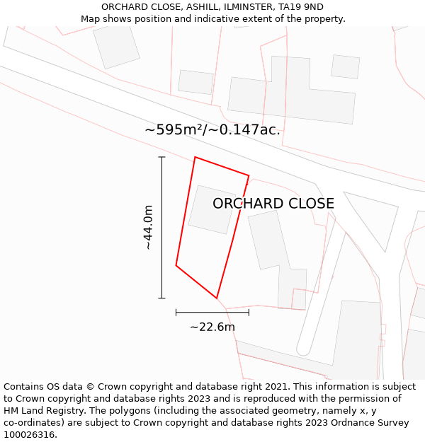ORCHARD CLOSE, ASHILL, ILMINSTER, TA19 9ND: Plot and title map