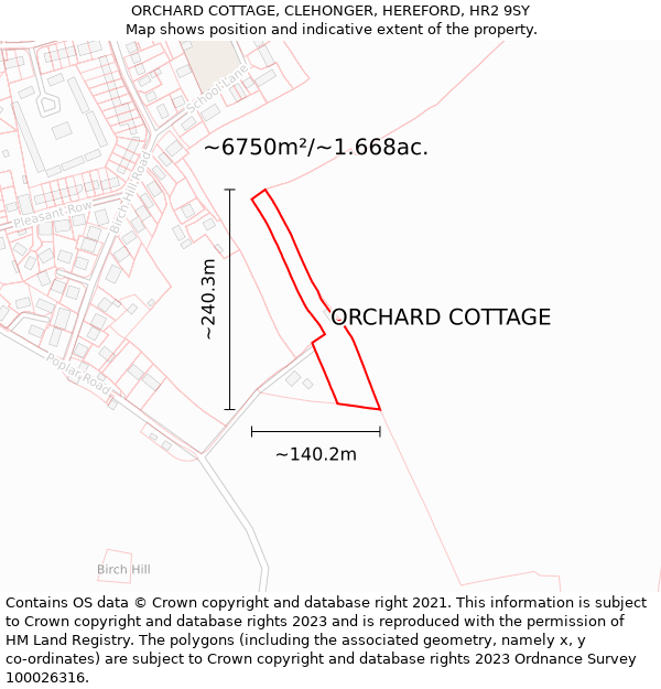 ORCHARD COTTAGE, CLEHONGER, HEREFORD, HR2 9SY: Plot and title map