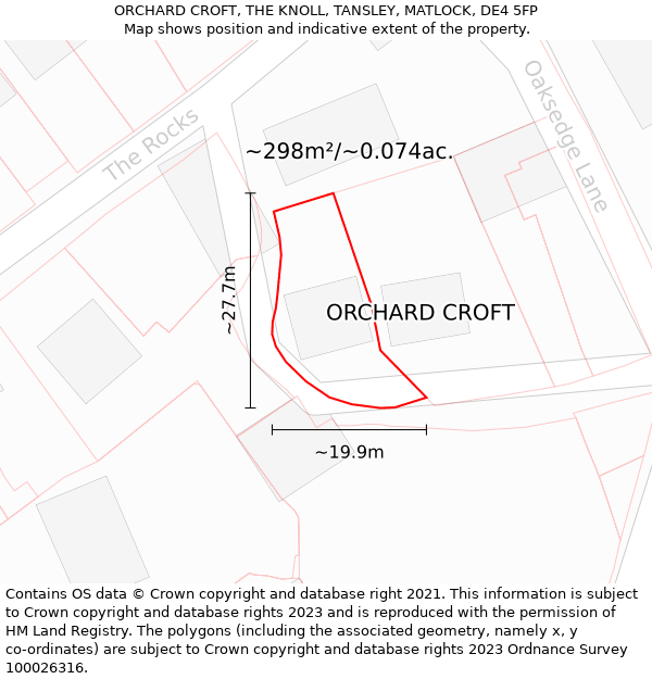 ORCHARD CROFT, THE KNOLL, TANSLEY, MATLOCK, DE4 5FP: Plot and title map