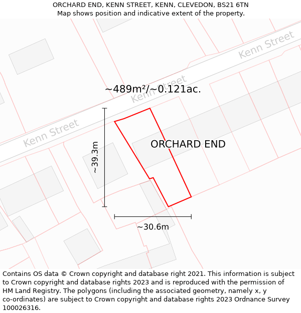 ORCHARD END, KENN STREET, KENN, CLEVEDON, BS21 6TN: Plot and title map