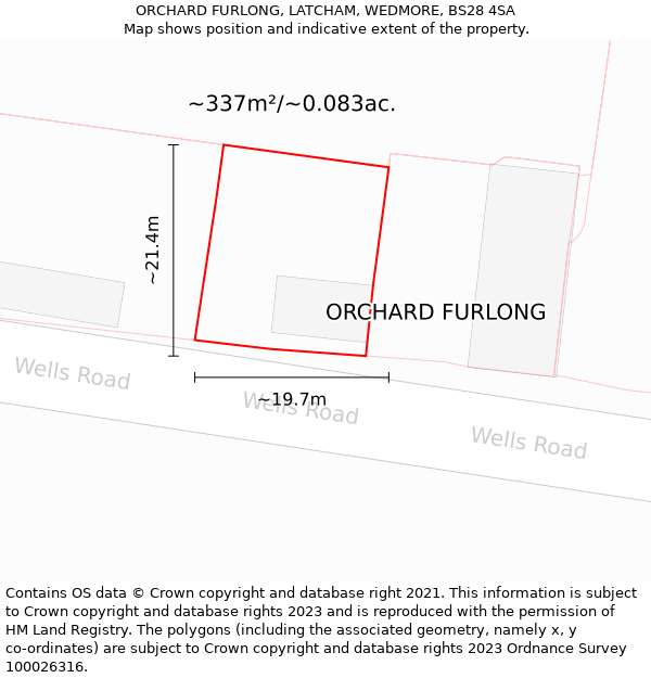 ORCHARD FURLONG, LATCHAM, WEDMORE, BS28 4SA: Plot and title map