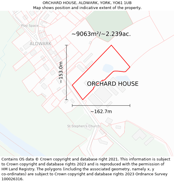 ORCHARD HOUSE, ALDWARK, YORK, YO61 1UB: Plot and title map