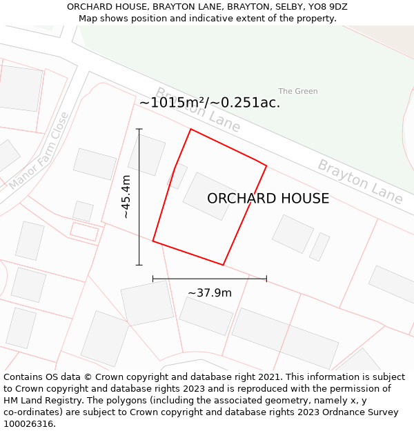 ORCHARD HOUSE, BRAYTON LANE, BRAYTON, SELBY, YO8 9DZ: Plot and title map