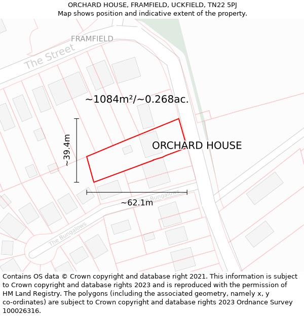 ORCHARD HOUSE, FRAMFIELD, UCKFIELD, TN22 5PJ: Plot and title map