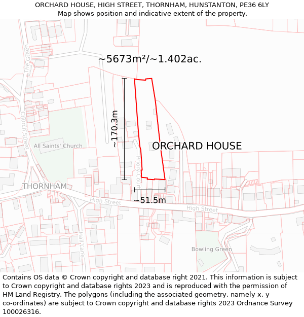 ORCHARD HOUSE, HIGH STREET, THORNHAM, HUNSTANTON, PE36 6LY: Plot and title map