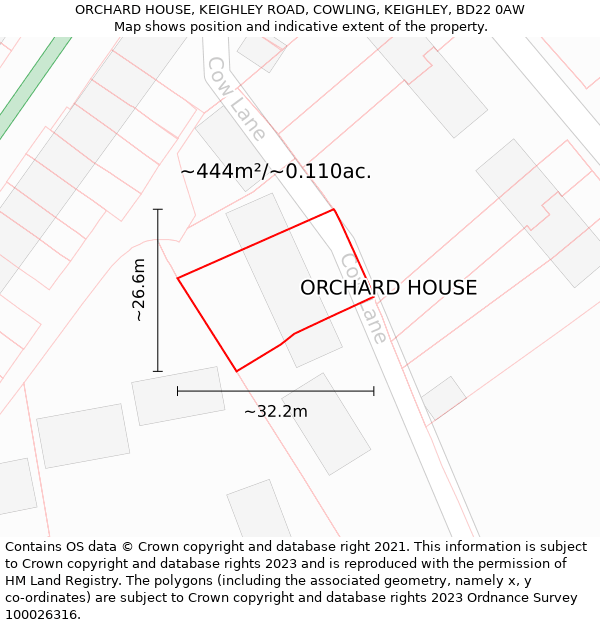 ORCHARD HOUSE, KEIGHLEY ROAD, COWLING, KEIGHLEY, BD22 0AW: Plot and title map