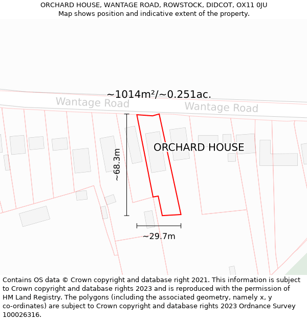 ORCHARD HOUSE, WANTAGE ROAD, ROWSTOCK, DIDCOT, OX11 0JU: Plot and title map