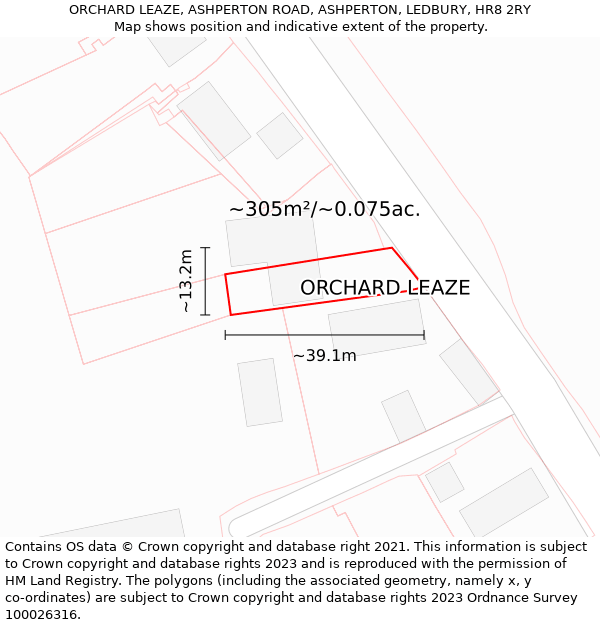 ORCHARD LEAZE, ASHPERTON ROAD, ASHPERTON, LEDBURY, HR8 2RY: Plot and title map