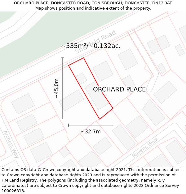 ORCHARD PLACE, DONCASTER ROAD, CONISBROUGH, DONCASTER, DN12 3AT: Plot and title map