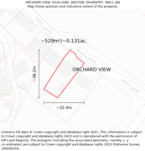 ORCHARD VIEW, KILN LANE, WELTON, DAVENTRY, NN11 2JN: Plot and title map