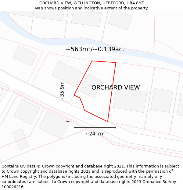 ORCHARD VIEW, WELLINGTON, HEREFORD, HR4 8AZ: Plot and title map