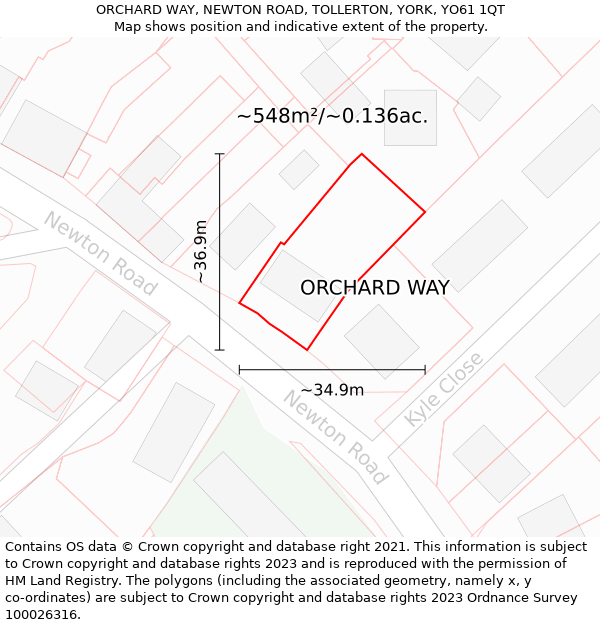 ORCHARD WAY, NEWTON ROAD, TOLLERTON, YORK, YO61 1QT: Plot and title map