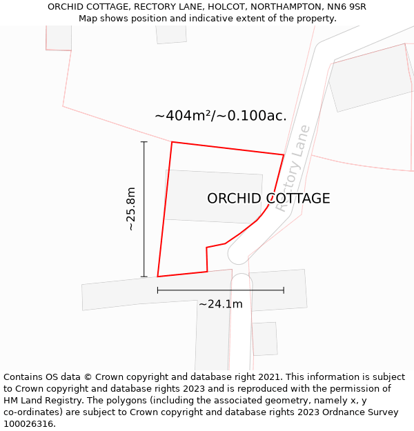 ORCHID COTTAGE, RECTORY LANE, HOLCOT, NORTHAMPTON, NN6 9SR: Plot and title map