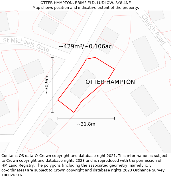 OTTER HAMPTON, BRIMFIELD, LUDLOW, SY8 4NE: Plot and title map