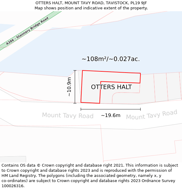 OTTERS HALT, MOUNT TAVY ROAD, TAVISTOCK, PL19 9JF: Plot and title map