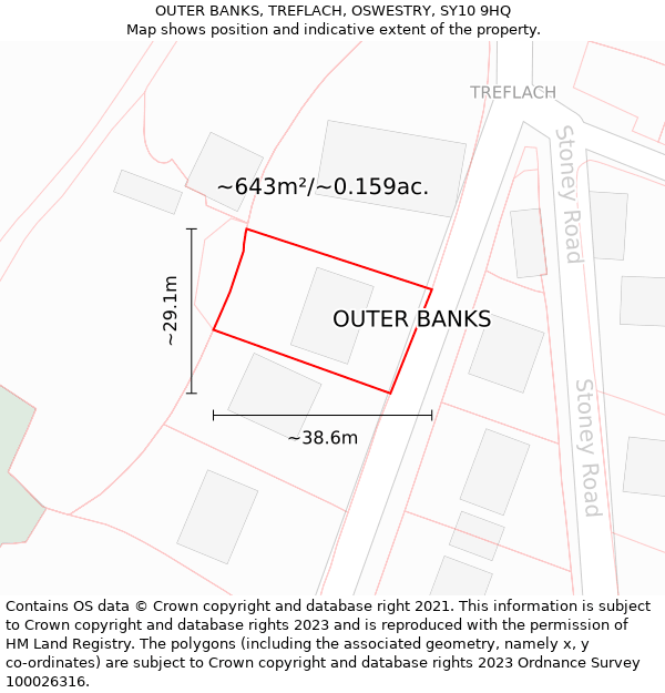 OUTER BANKS, TREFLACH, OSWESTRY, SY10 9HQ: Plot and title map