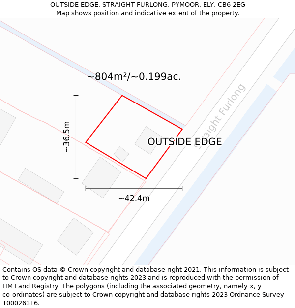 OUTSIDE EDGE, STRAIGHT FURLONG, PYMOOR, ELY, CB6 2EG: Plot and title map