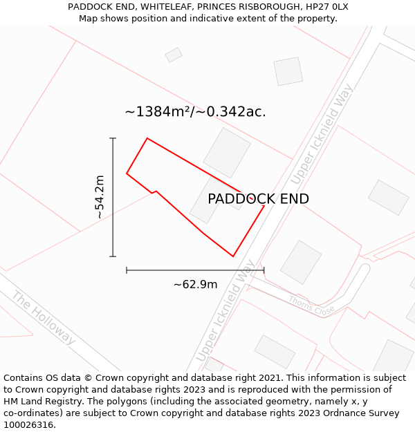 PADDOCK END, WHITELEAF, PRINCES RISBOROUGH, HP27 0LX: Plot and title map