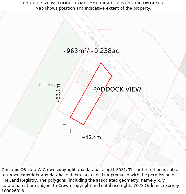 PADDOCK VIEW, THORPE ROAD, MATTERSEY, DONCASTER, DN10 5ED: Plot and title map