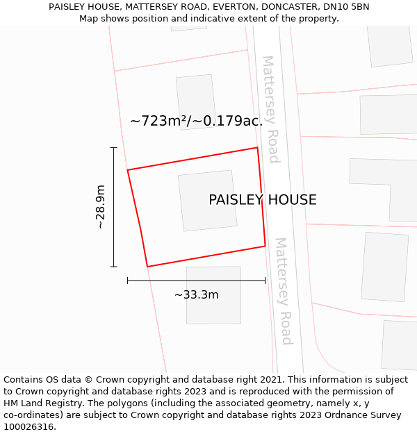 PAISLEY HOUSE, MATTERSEY ROAD, EVERTON, DONCASTER, DN10 5BN: Plot and title map