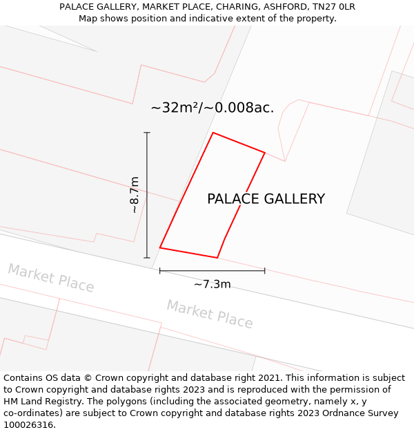 PALACE GALLERY, MARKET PLACE, CHARING, ASHFORD, TN27 0LR: Plot and title map