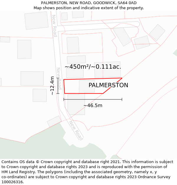 PALMERSTON, NEW ROAD, GOODWICK, SA64 0AD: Plot and title map