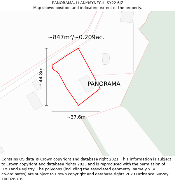 PANORAMA, LLANYMYNECH, SY22 6JZ: Plot and title map