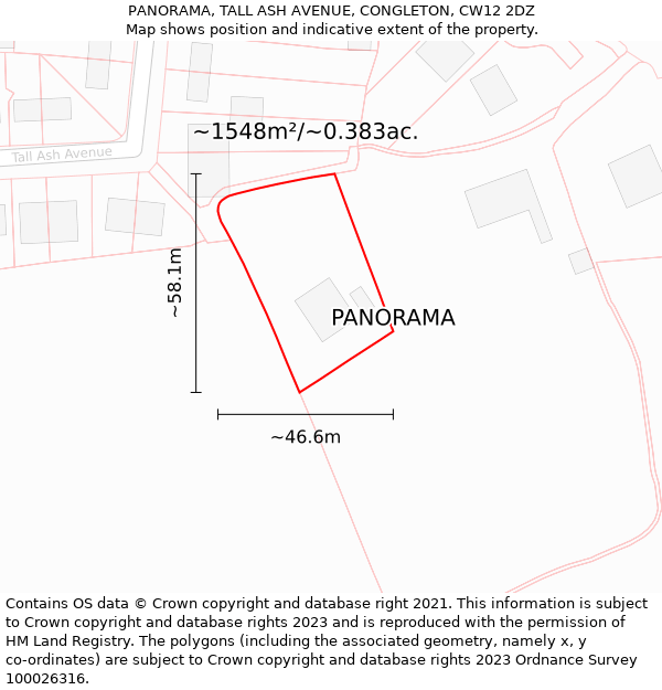 PANORAMA, TALL ASH AVENUE, CONGLETON, CW12 2DZ: Plot and title map