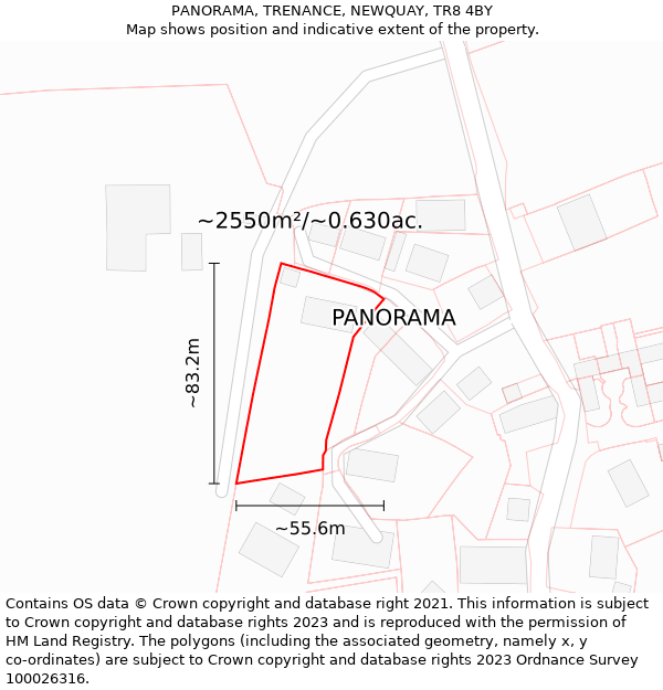 PANORAMA, TRENANCE, NEWQUAY, TR8 4BY: Plot and title map