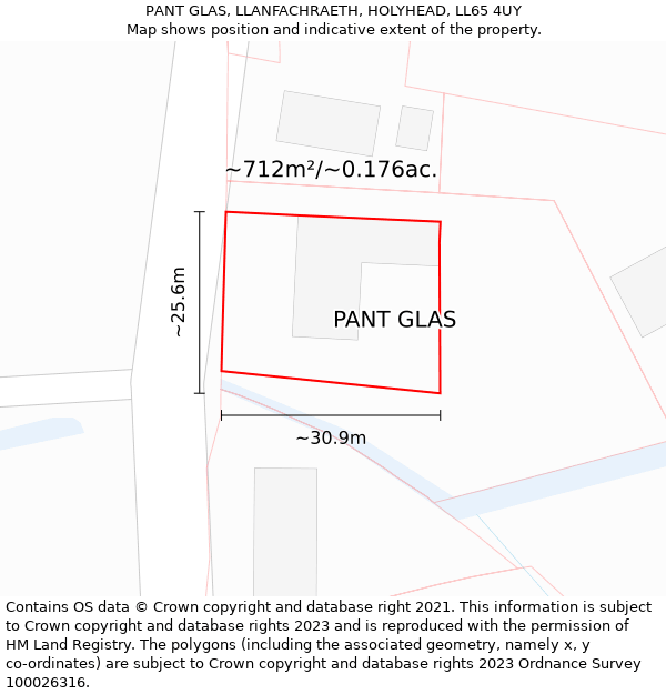 PANT GLAS, LLANFACHRAETH, HOLYHEAD, LL65 4UY: Plot and title map