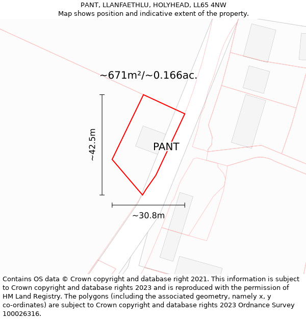 PANT, LLANFAETHLU, HOLYHEAD, LL65 4NW: Plot and title map