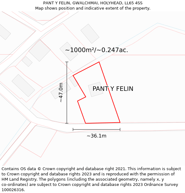 PANT Y FELIN, GWALCHMAI, HOLYHEAD, LL65 4SS: Plot and title map
