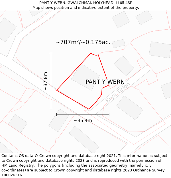 PANT Y WERN, GWALCHMAI, HOLYHEAD, LL65 4SP: Plot and title map