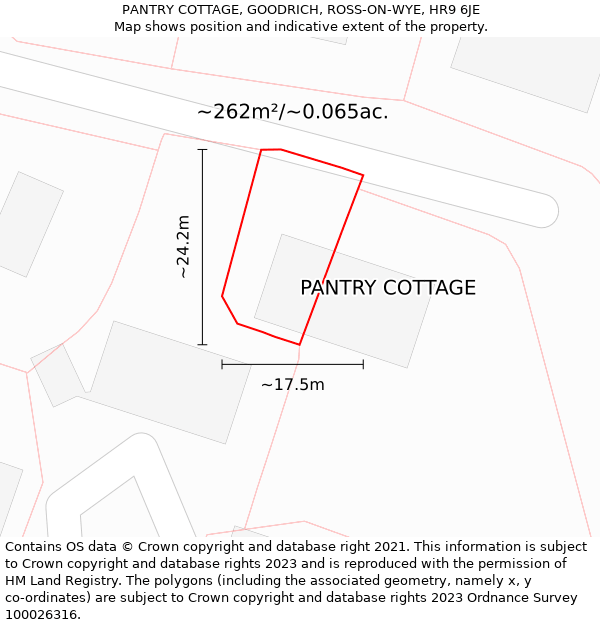 PANTRY COTTAGE, GOODRICH, ROSS-ON-WYE, HR9 6JE: Plot and title map