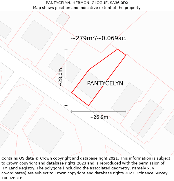 PANTYCELYN, HERMON, GLOGUE, SA36 0DX: Plot and title map