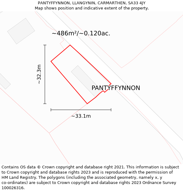 PANTYFFYNNON, LLANGYNIN, CARMARTHEN, SA33 4JY: Plot and title map