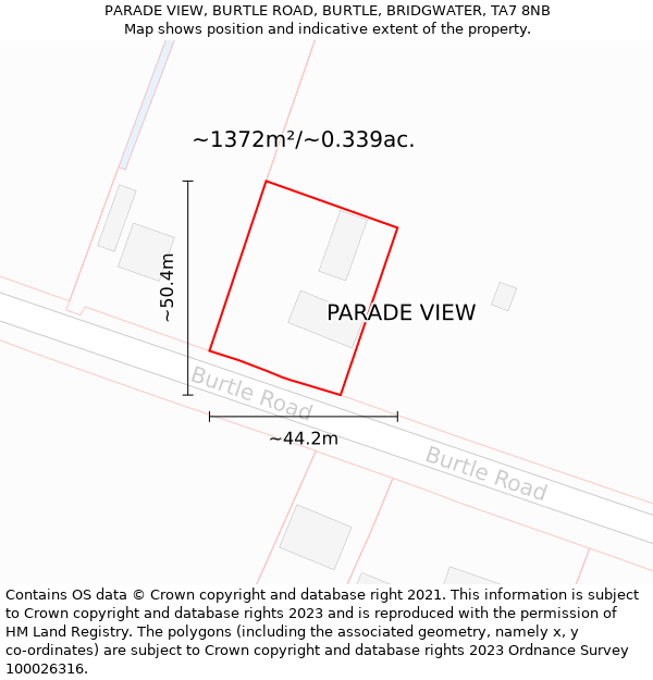 PARADE VIEW, BURTLE ROAD, BURTLE, BRIDGWATER, TA7 8NB: Plot and title map