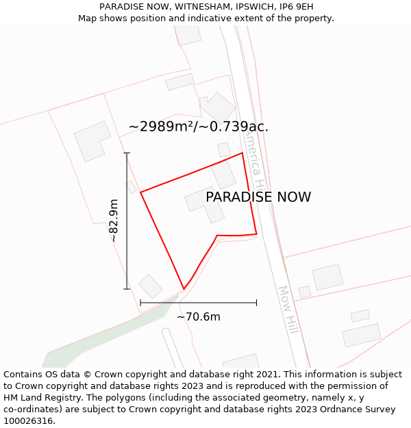 PARADISE NOW, WITNESHAM, IPSWICH, IP6 9EH: Plot and title map