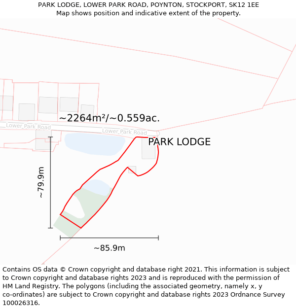 PARK LODGE, LOWER PARK ROAD, POYNTON, STOCKPORT, SK12 1EE: Plot and title map