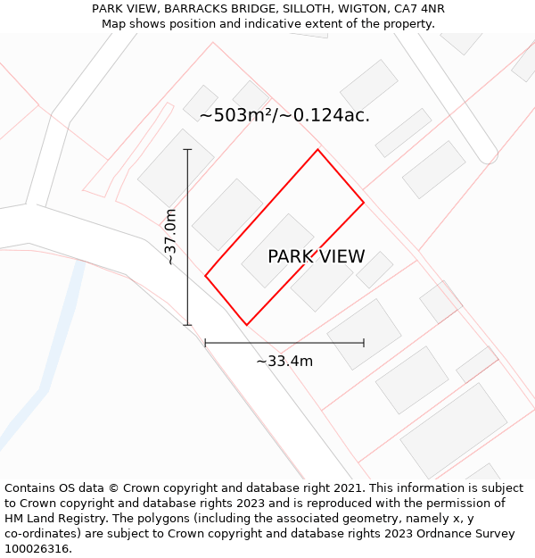 PARK VIEW, BARRACKS BRIDGE, SILLOTH, WIGTON, CA7 4NR: Plot and title map