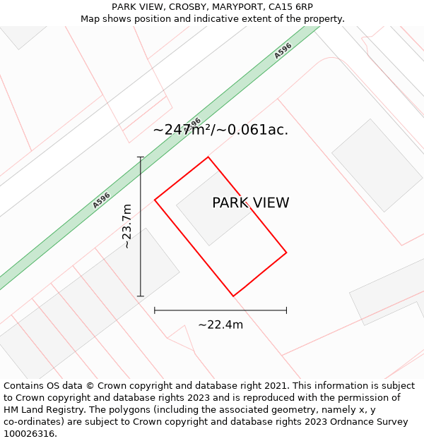 PARK VIEW, CROSBY, MARYPORT, CA15 6RP: Plot and title map